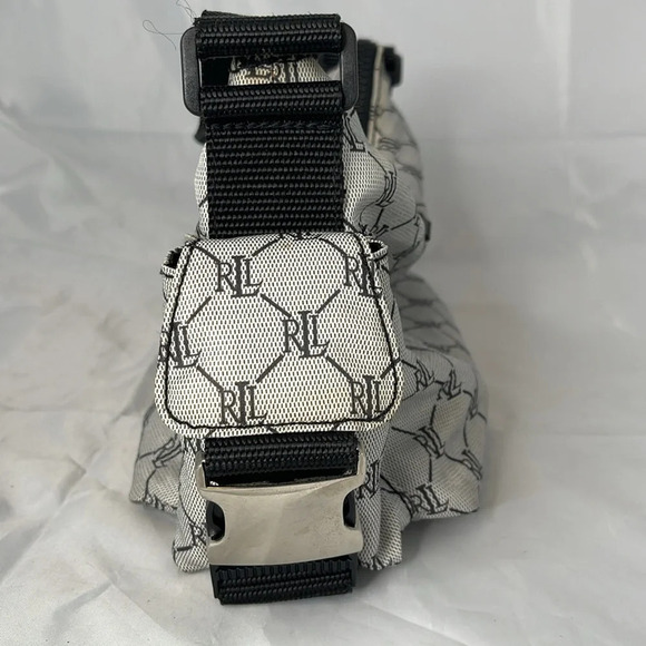 VINTAGE Y2K Lauren Ralph Lauren Black Grey Signature Monogram Shoulder Bag - Picture 4 of 16